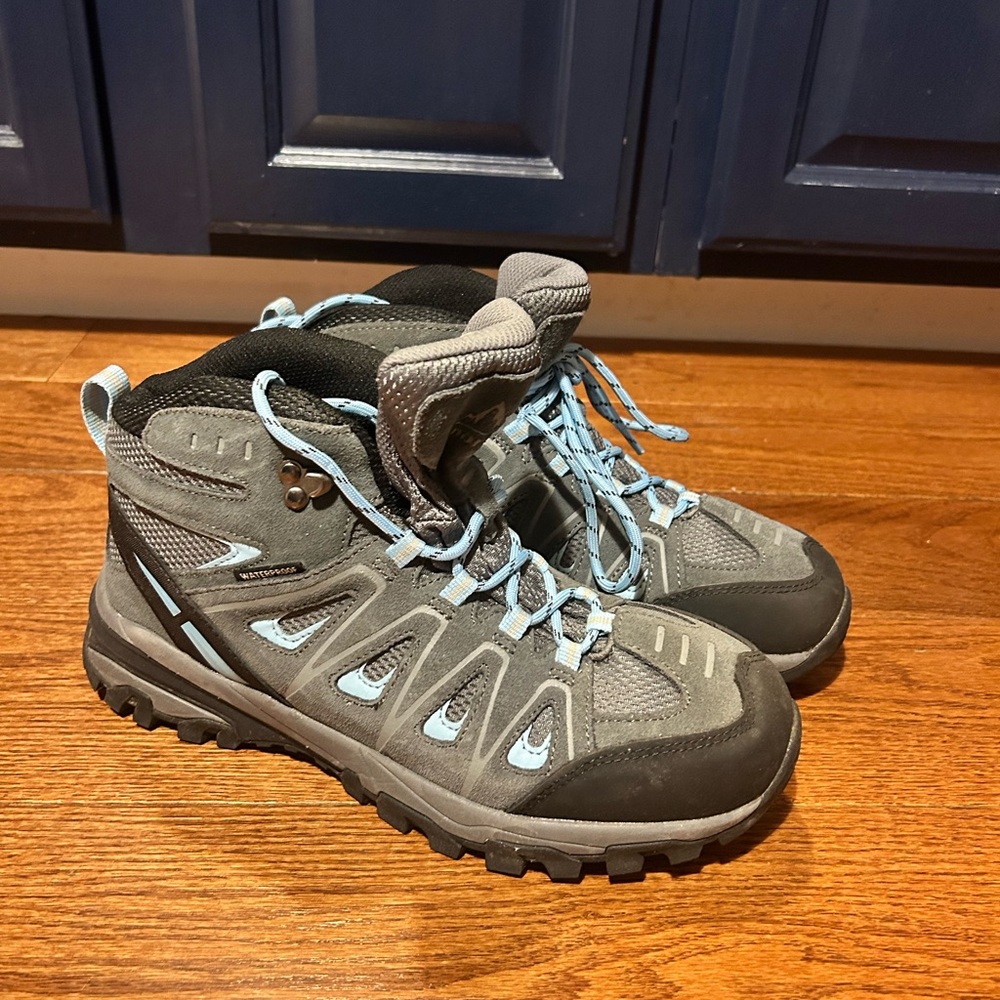 Women's Gray and Black Lace Up Hiking Boots